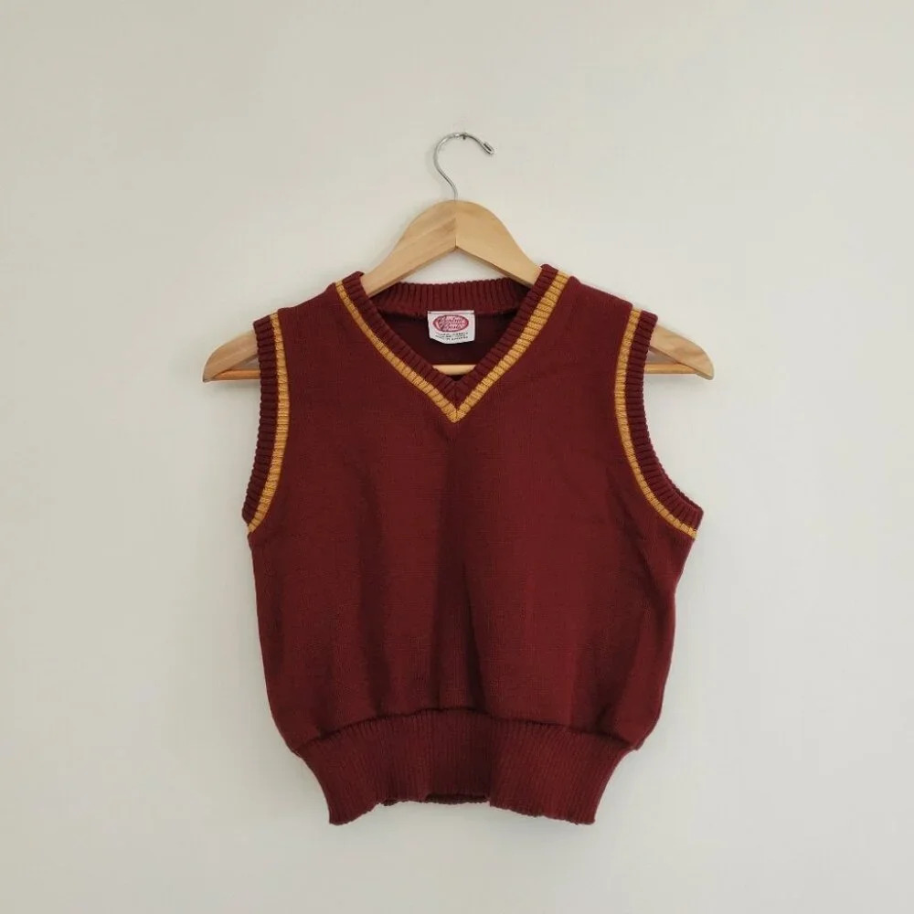 Varsity Cheer Vest in Maroon with Golden Yellow Inner Trim (Size XS / S)